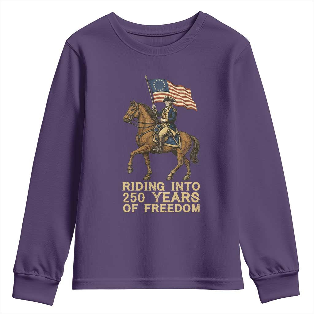 George Washington Youth Sweatshirt Riding Into 250 Years Of Freedom