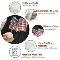 Patriotic American Flag Bow Throw Blanket Gift For Women