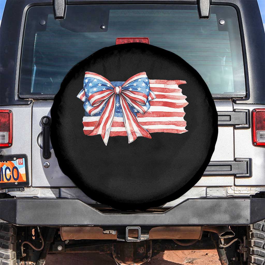 Patriotic American Flag Bow Spare Tire Cover Gift For Women