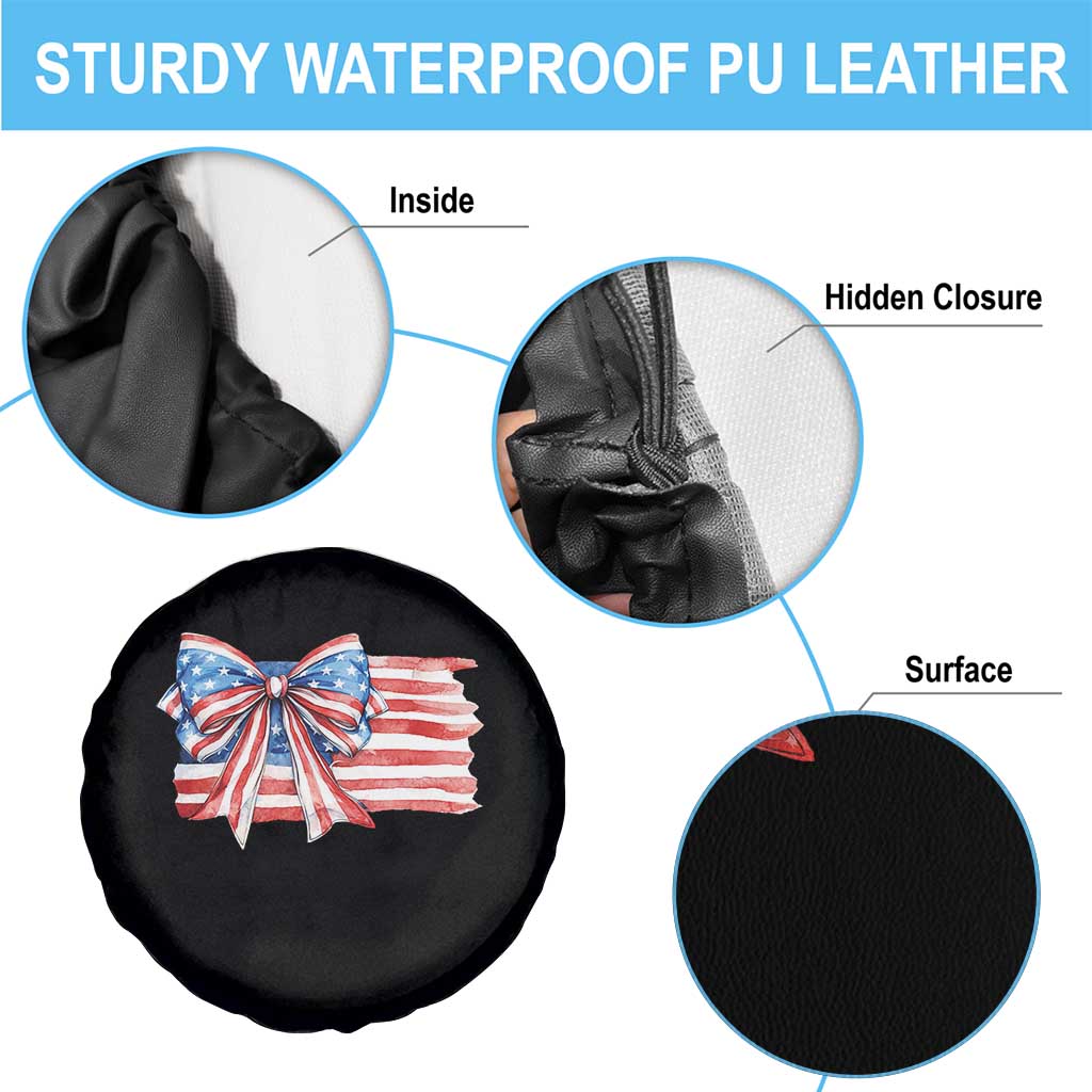 Patriotic American Flag Bow Spare Tire Cover Gift For Women