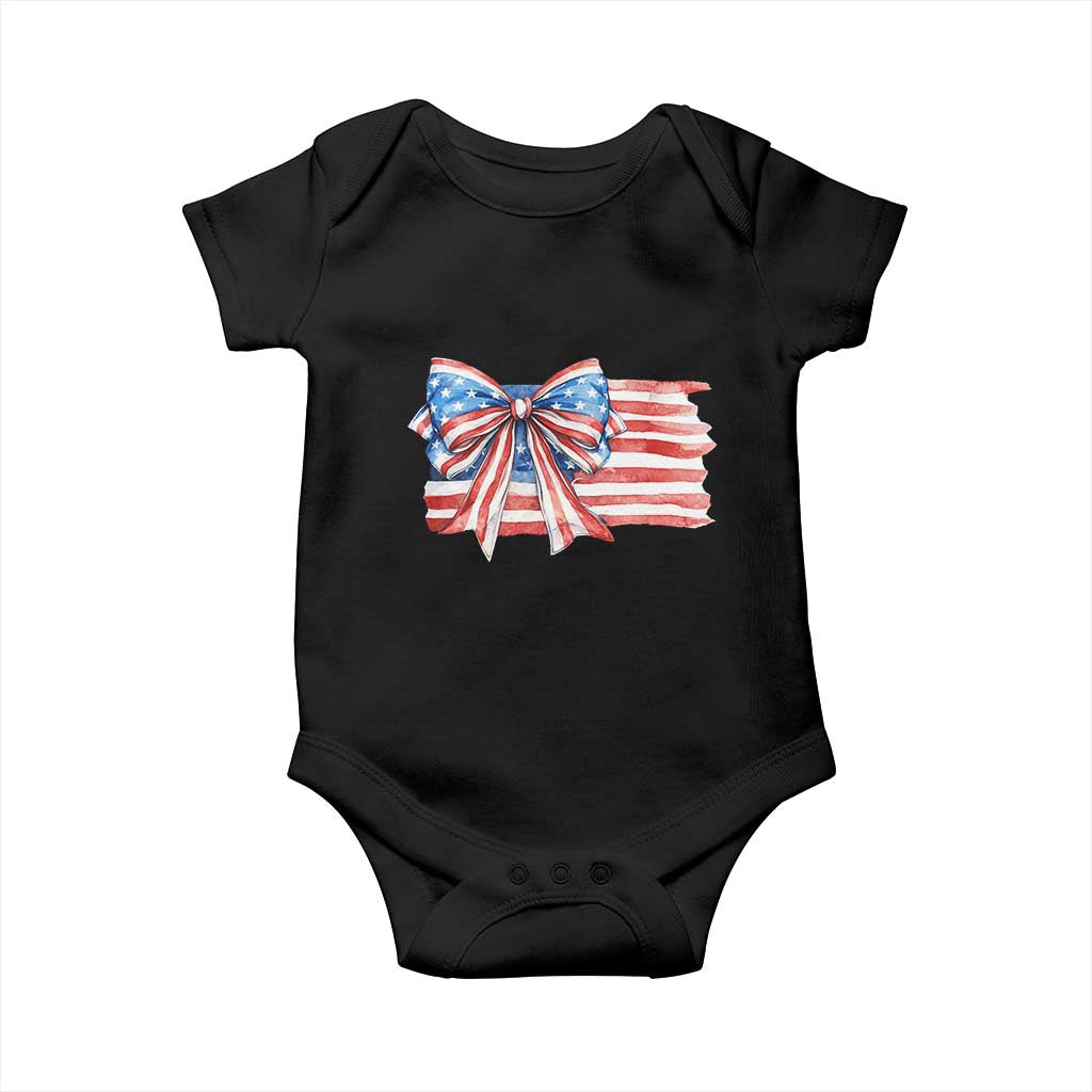 Patriotic American Flag Bow Baby Onesie Gift For Women