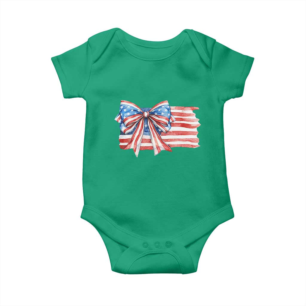 Patriotic American Flag Bow Baby Onesie Gift For Women