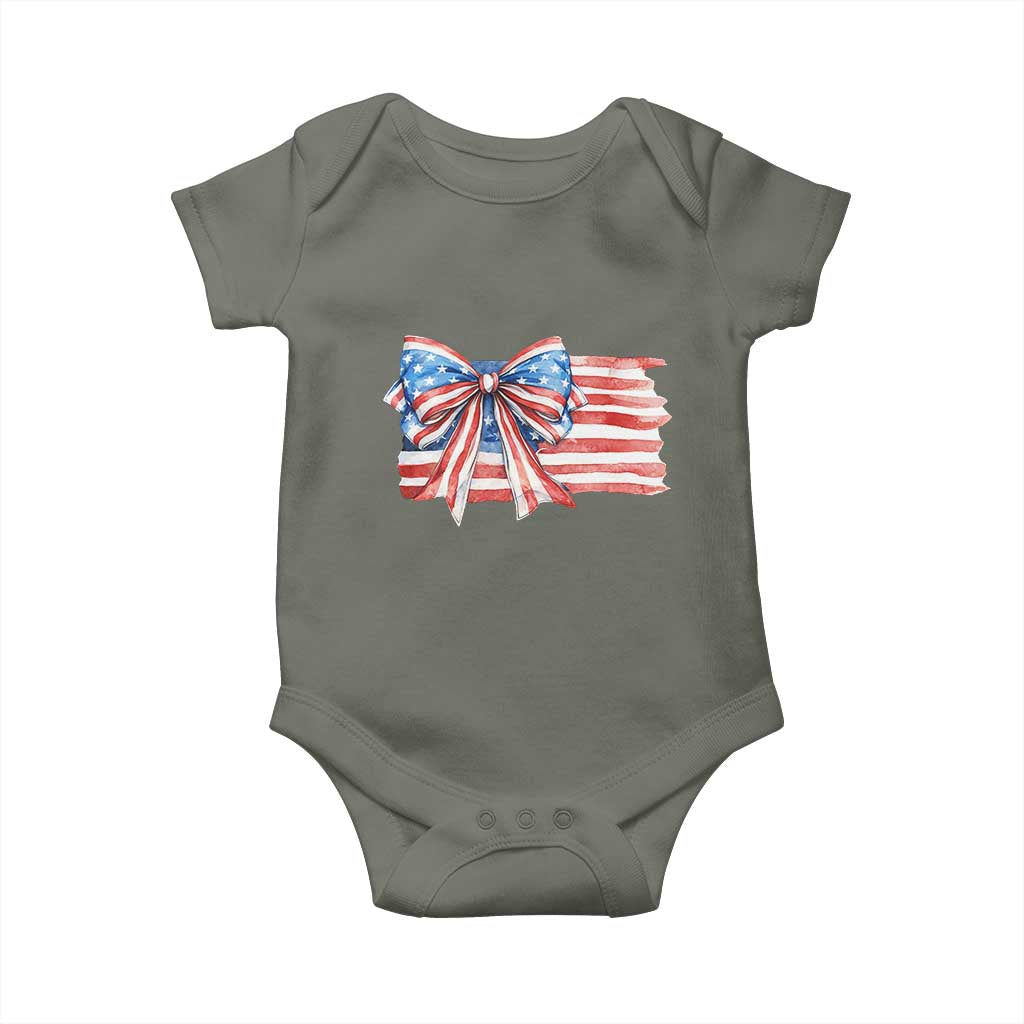 Patriotic American Flag Bow Baby Onesie Gift For Women