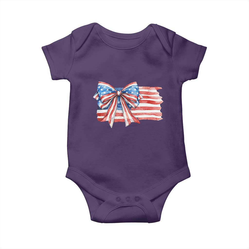 Patriotic American Flag Bow Baby Onesie Gift For Women