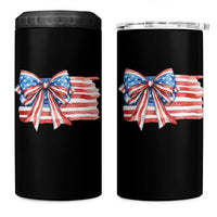 Patriotic American Flag Bow 4 in 1 Can Cooler Tumbler Gift For Women