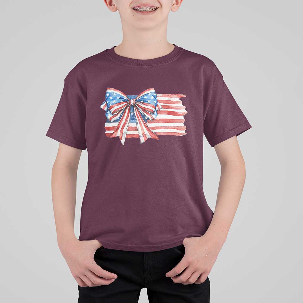 Patriotic American Flag Bow T Shirt For Kid Gift For Women