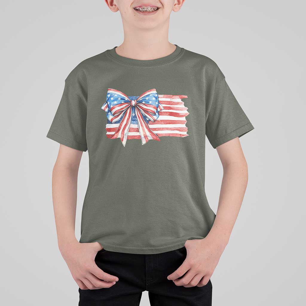Patriotic American Flag Bow T Shirt For Kid Gift For Women