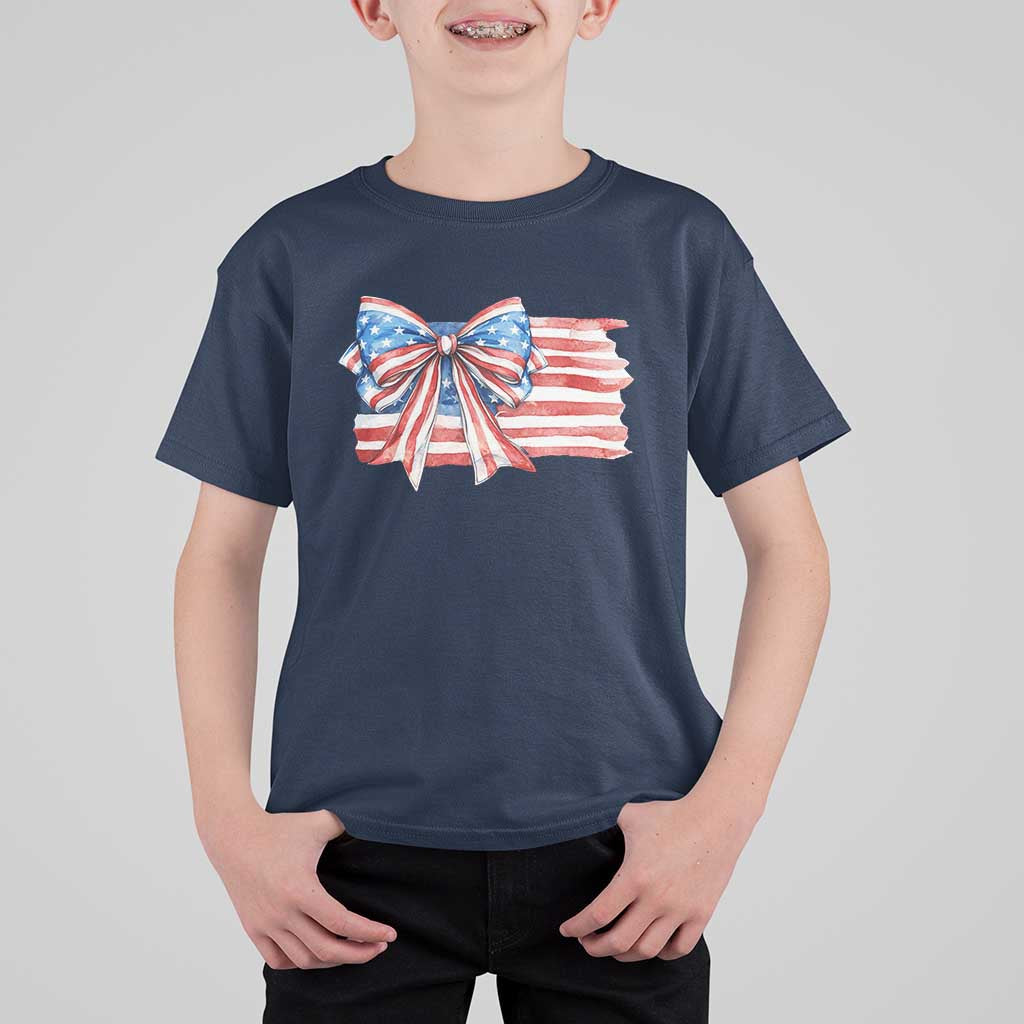 Patriotic American Flag Bow T Shirt For Kid Gift For Women