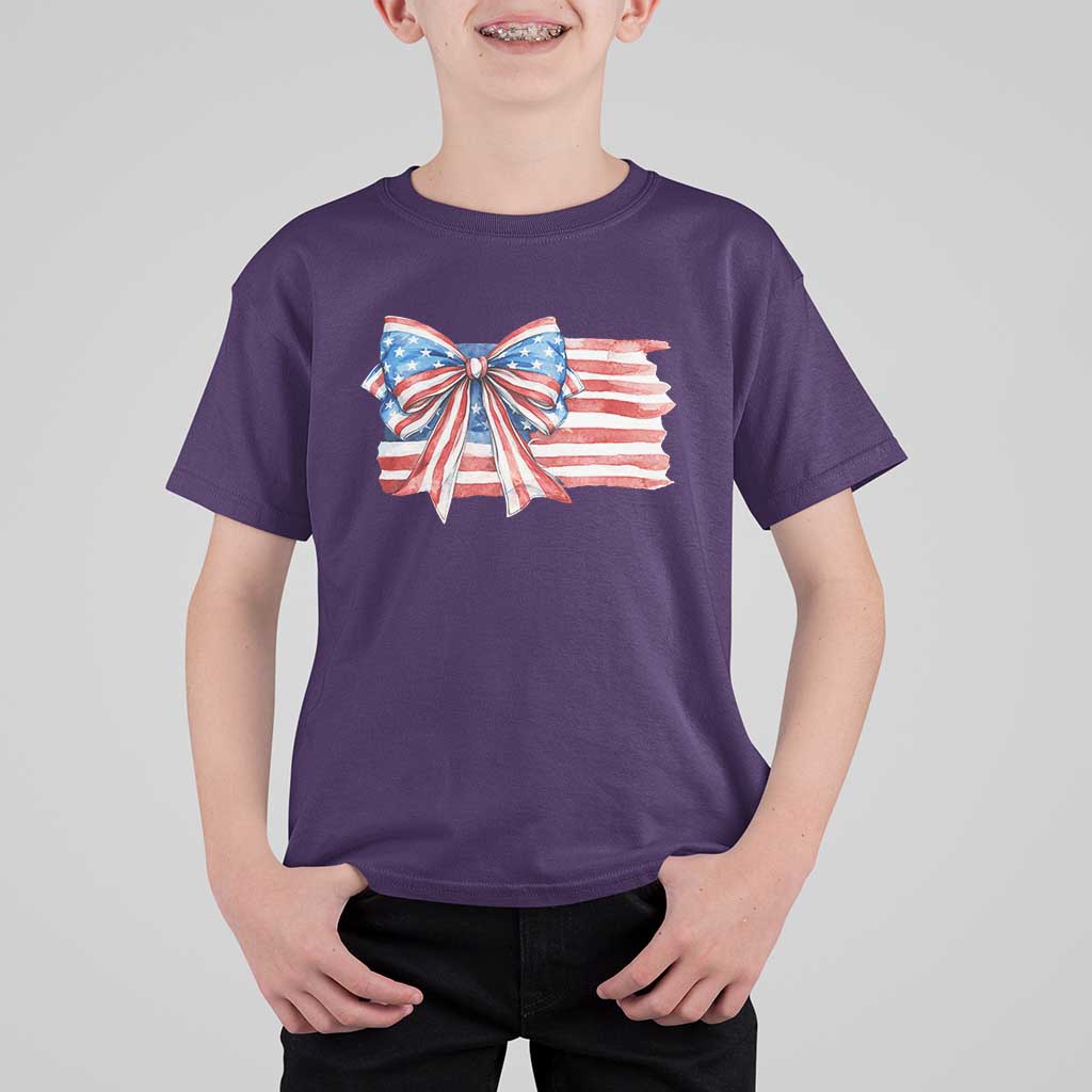Patriotic American Flag Bow T Shirt For Kid Gift For Women