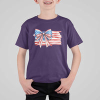 Patriotic American Flag Bow T Shirt For Kid Gift For Women