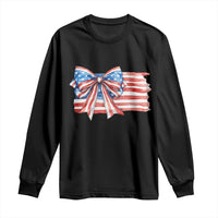 Patriotic American Flag Bow Long Sleeve Shirt Gift For Women