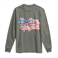 Patriotic American Flag Bow Long Sleeve Shirt Gift For Women