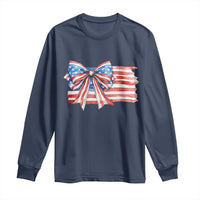 Patriotic American Flag Bow Long Sleeve Shirt Gift For Women