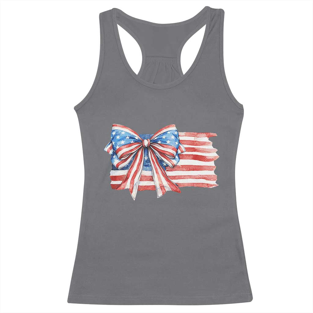 Patriotic American Flag Bow Racerback Tank Top Gift For Women