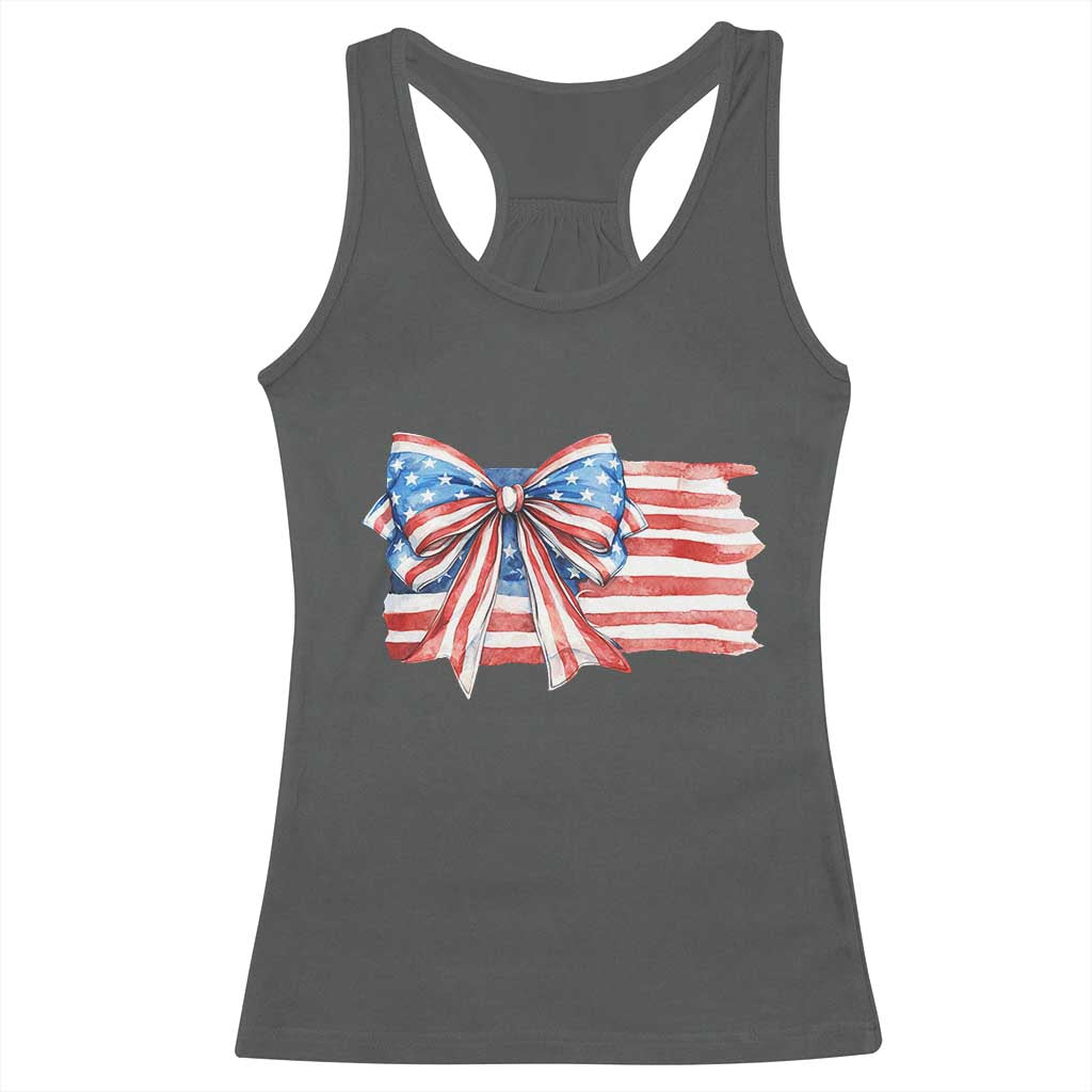 Patriotic American Flag Bow Racerback Tank Top Gift For Women