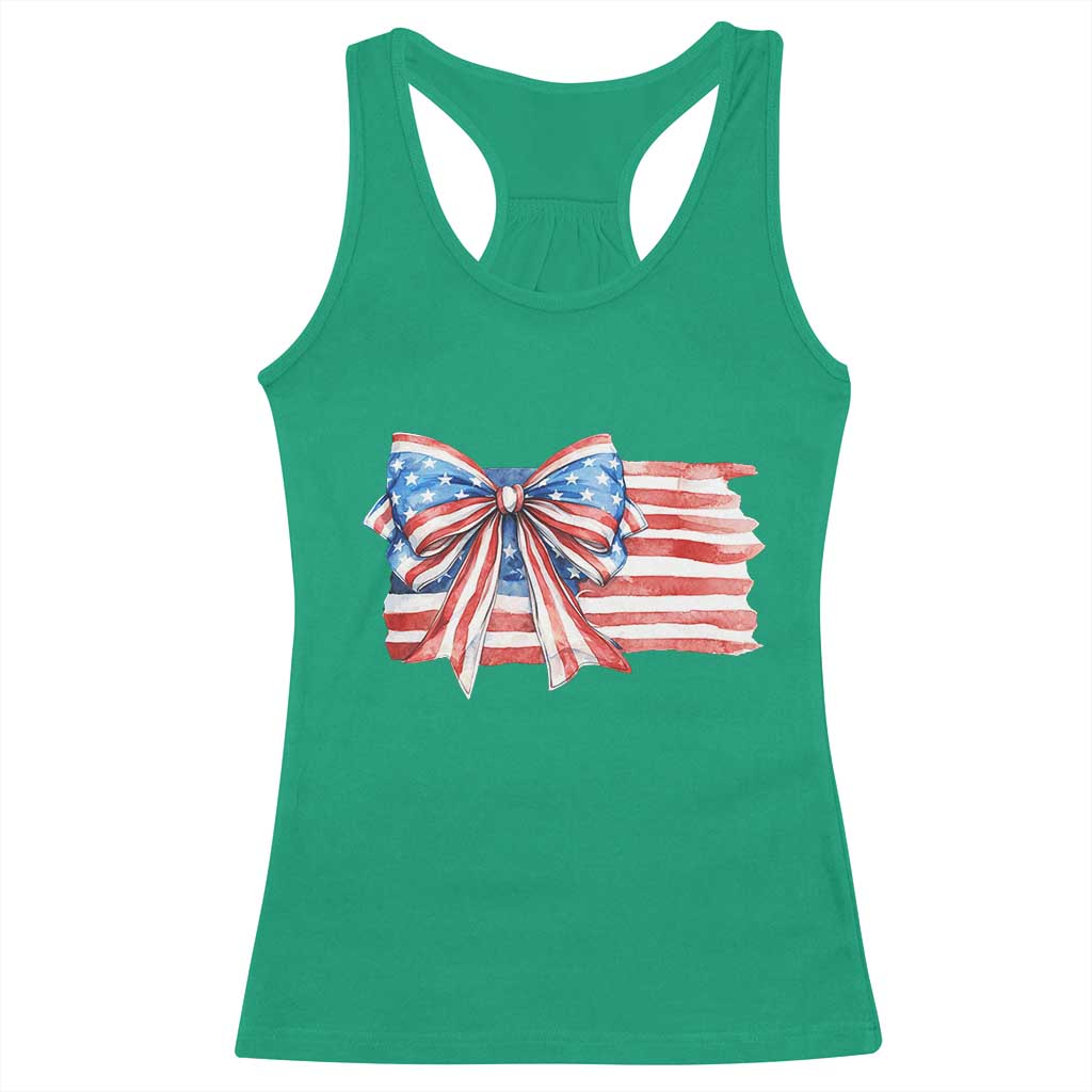 Patriotic American Flag Bow Racerback Tank Top Gift For Women