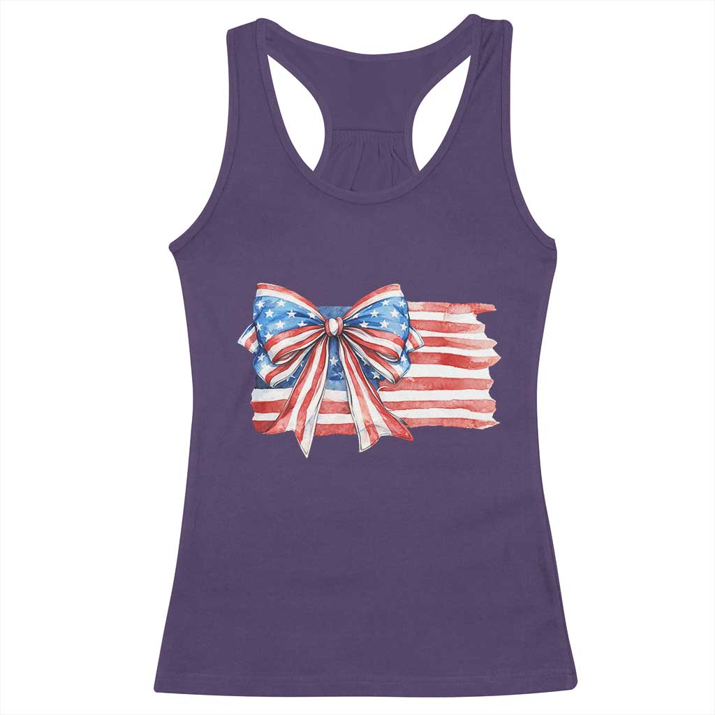 Patriotic American Flag Bow Racerback Tank Top Gift For Women