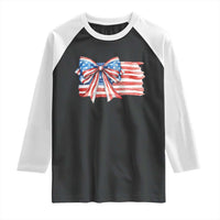 Patriotic American Flag Bow Raglan Shirt Gift For Women