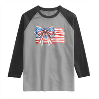 Patriotic American Flag Bow Raglan Shirt Gift For Women