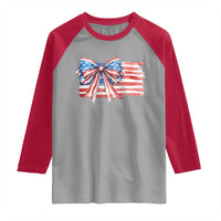 Patriotic American Flag Bow Raglan Shirt Gift For Women
