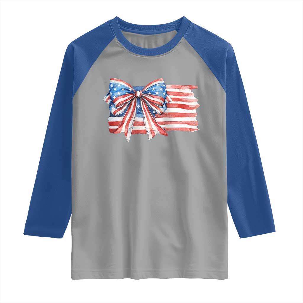 Patriotic American Flag Bow Raglan Shirt Gift For Women