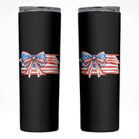 Patriotic American Flag Bow Skinny Tumbler Gift For Women