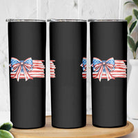 Patriotic American Flag Bow Skinny Tumbler Gift For Women