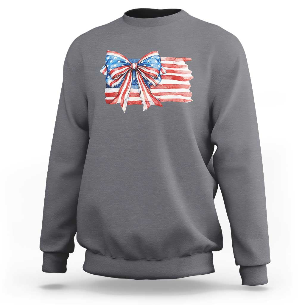 Patriotic American Flag Bow Sweatshirt Gift For Women