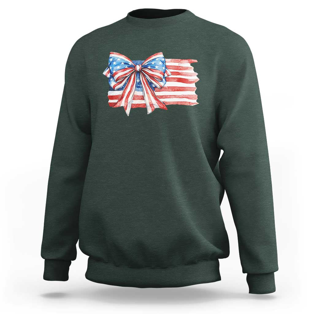 Patriotic American Flag Bow Sweatshirt Gift For Women