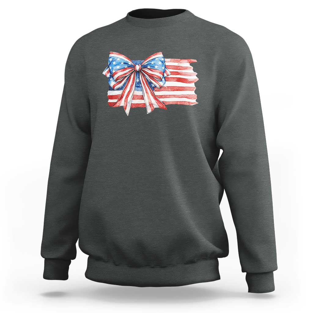 Patriotic American Flag Bow Sweatshirt Gift For Women