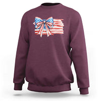 Patriotic American Flag Bow Sweatshirt Gift For Women