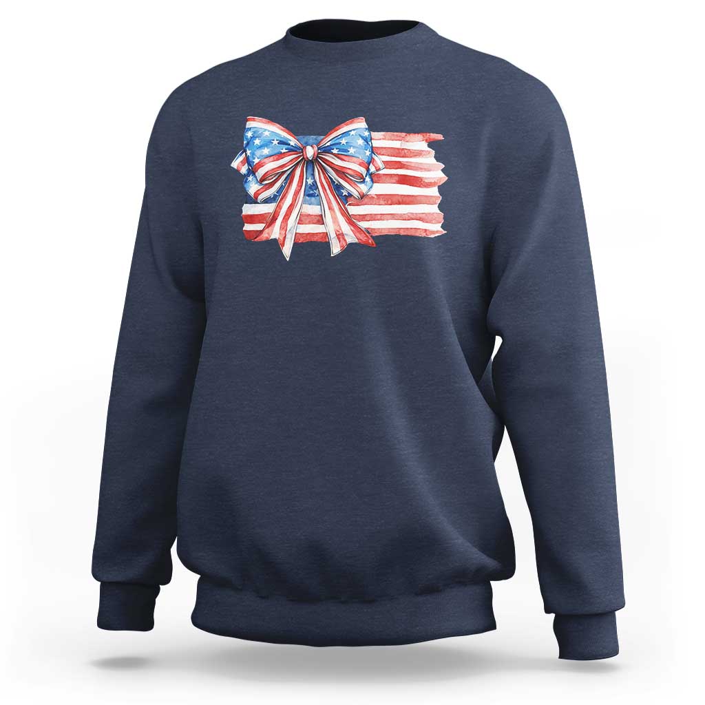 Patriotic American Flag Bow Sweatshirt Gift For Women
