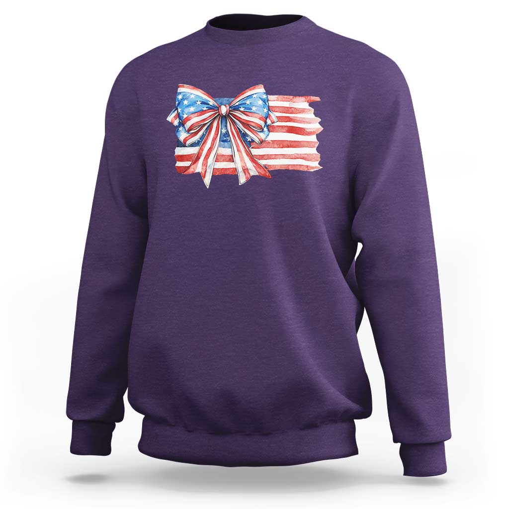 Patriotic American Flag Bow Sweatshirt Gift For Women
