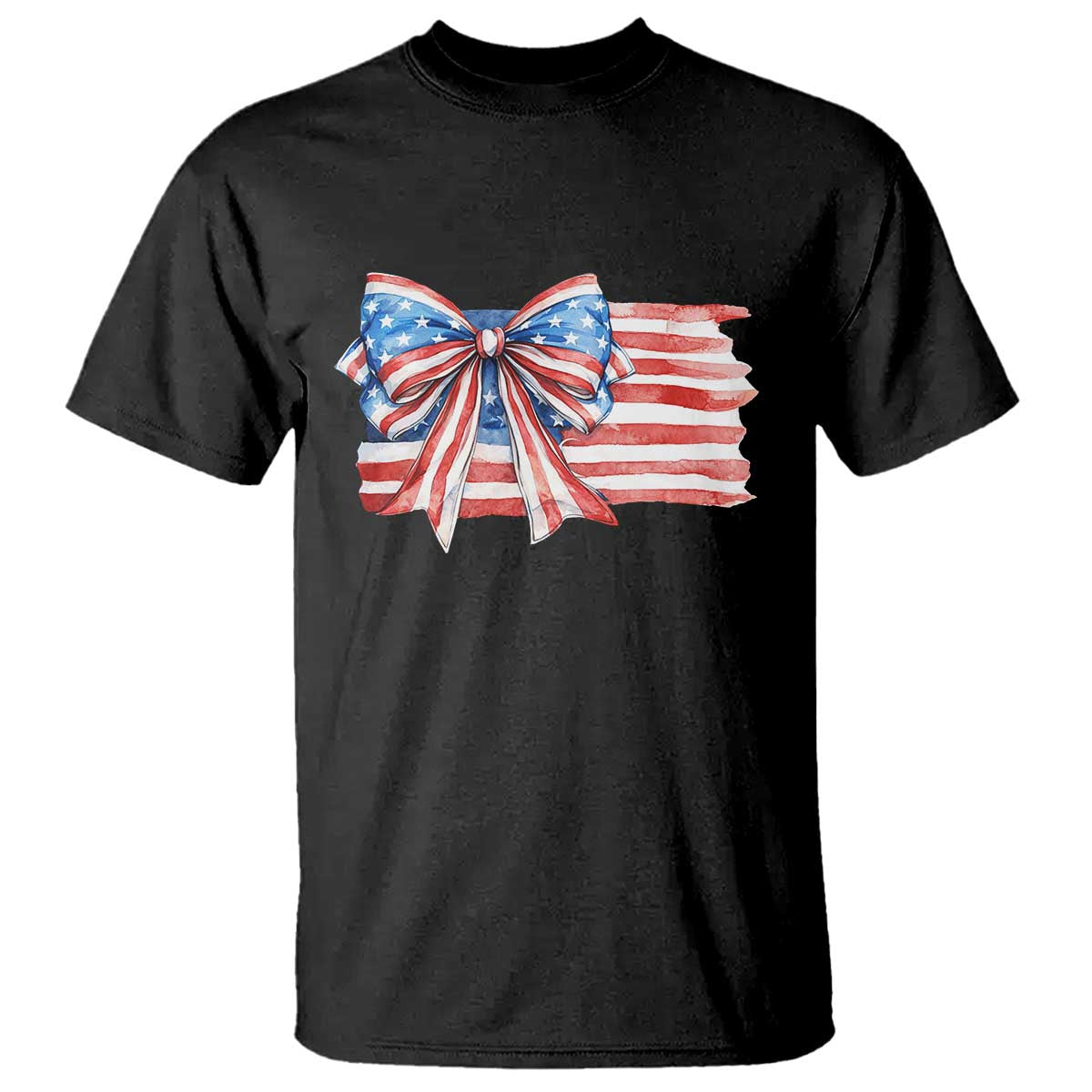 Patriotic American Flag Bow T Shirt Gift For Women