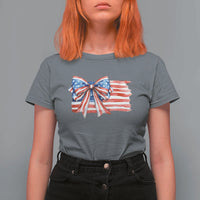 Patriotic American Flag Bow T Shirt For Women Gift For Women