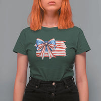 Patriotic American Flag Bow T Shirt For Women Gift For Women