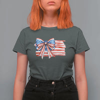 Patriotic American Flag Bow T Shirt For Women Gift For Women