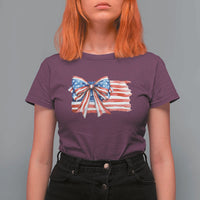 Patriotic American Flag Bow T Shirt For Women Gift For Women