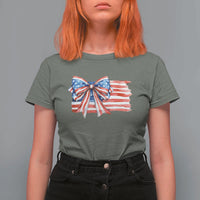 Patriotic American Flag Bow T Shirt For Women Gift For Women