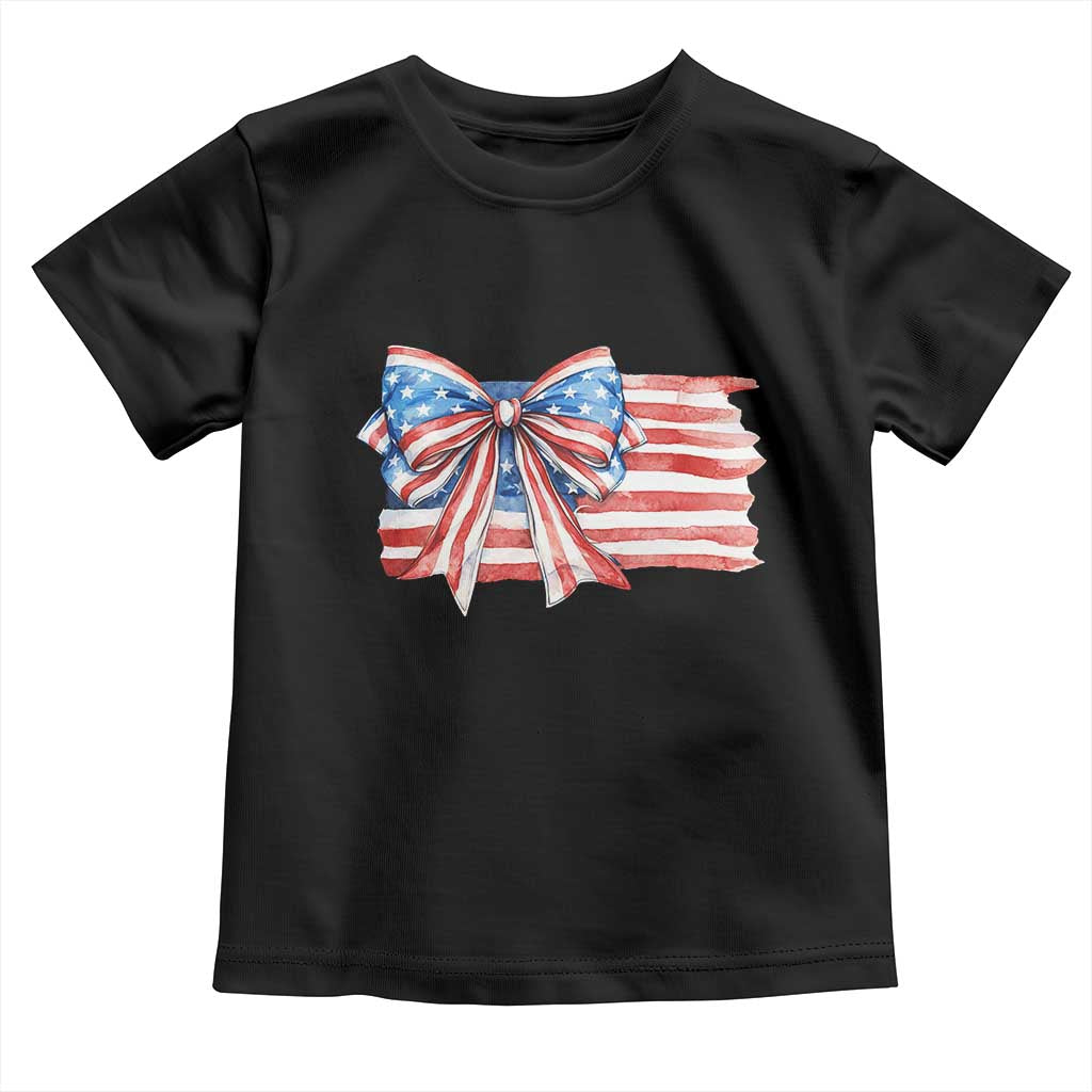 Patriotic American Flag Bow Toddler T Shirt Gift For Women