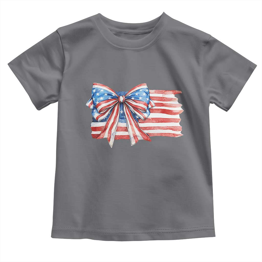 Patriotic American Flag Bow Toddler T Shirt Gift For Women