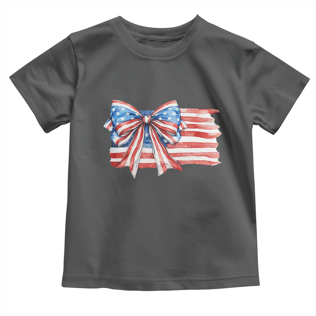 Patriotic American Flag Bow Toddler T Shirt Gift For Women