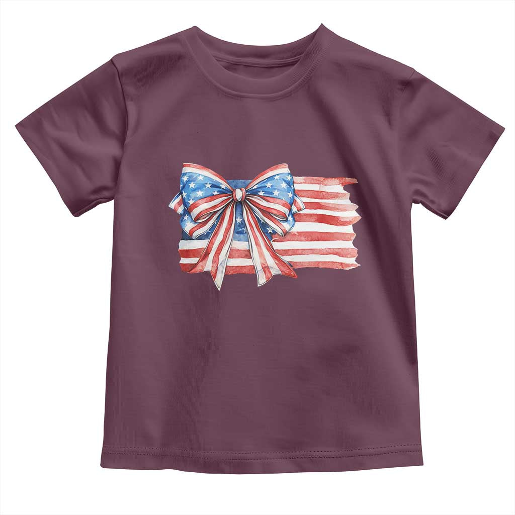 Patriotic American Flag Bow Toddler T Shirt Gift For Women