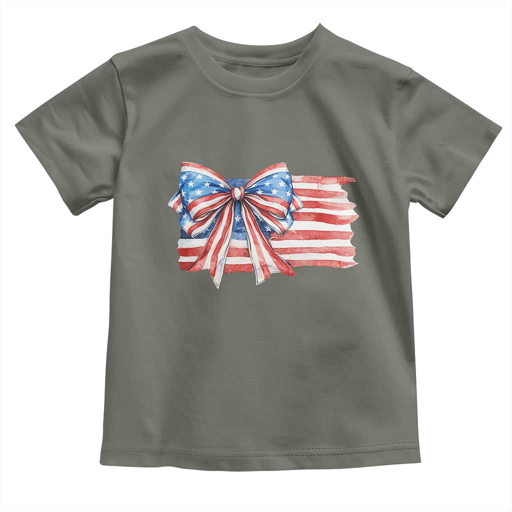 Patriotic American Flag Bow Toddler T Shirt Gift For Women