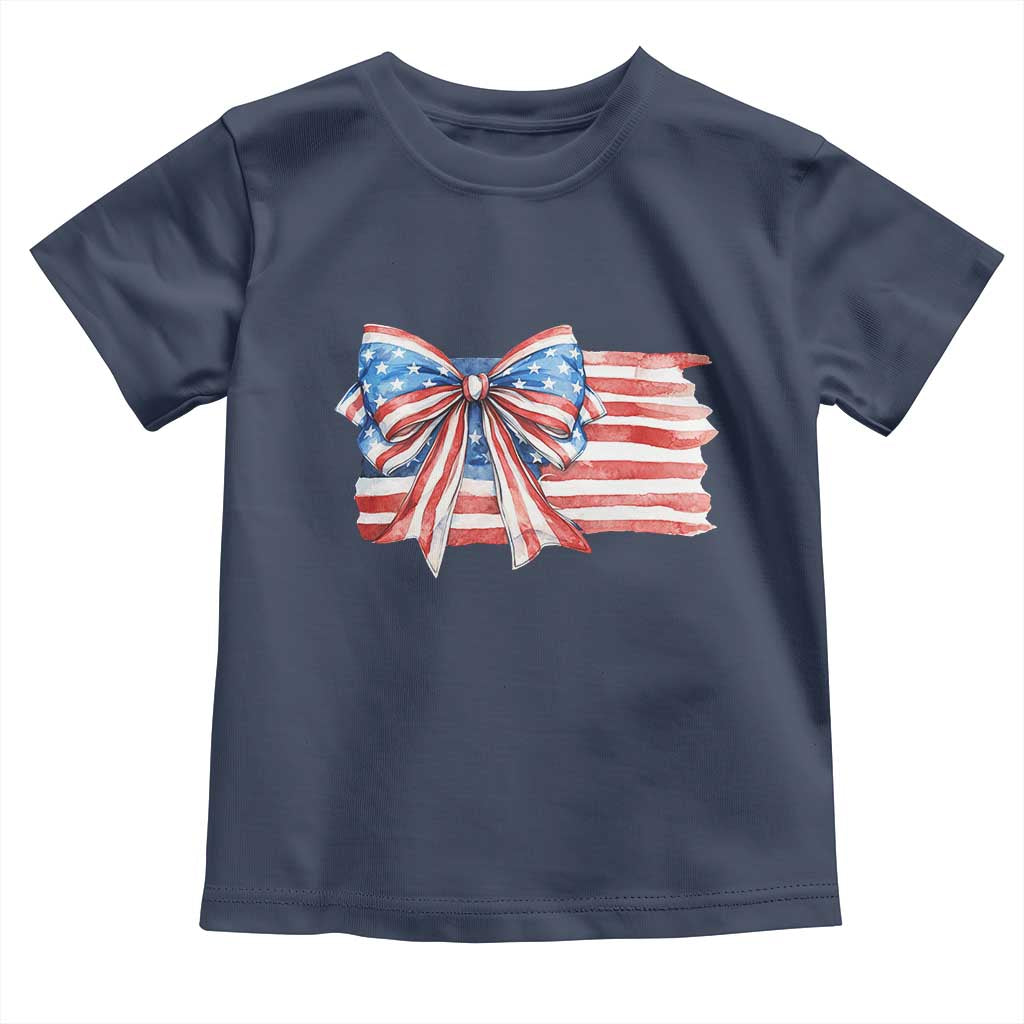 Patriotic American Flag Bow Toddler T Shirt Gift For Women