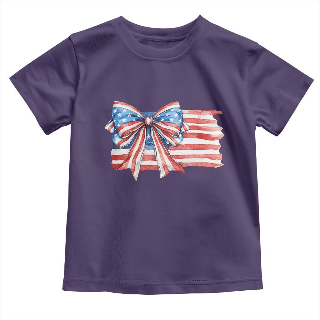 Patriotic American Flag Bow Toddler T Shirt Gift For Women