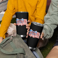 Patriotic American Flag Bow Tumbler Cup Gift For Women