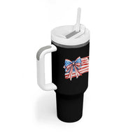 Patriotic American Flag Bow Tumbler With Handle Gift For Women