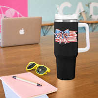 Patriotic American Flag Bow Tumbler With Handle Gift For Women
