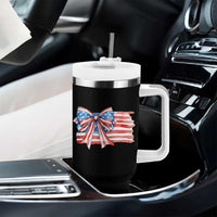 Patriotic American Flag Bow Tumbler With Handle Gift For Women